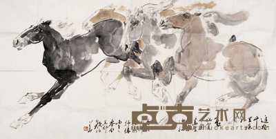 颜梅华 1996年作 奔马 镜心 70×136cm